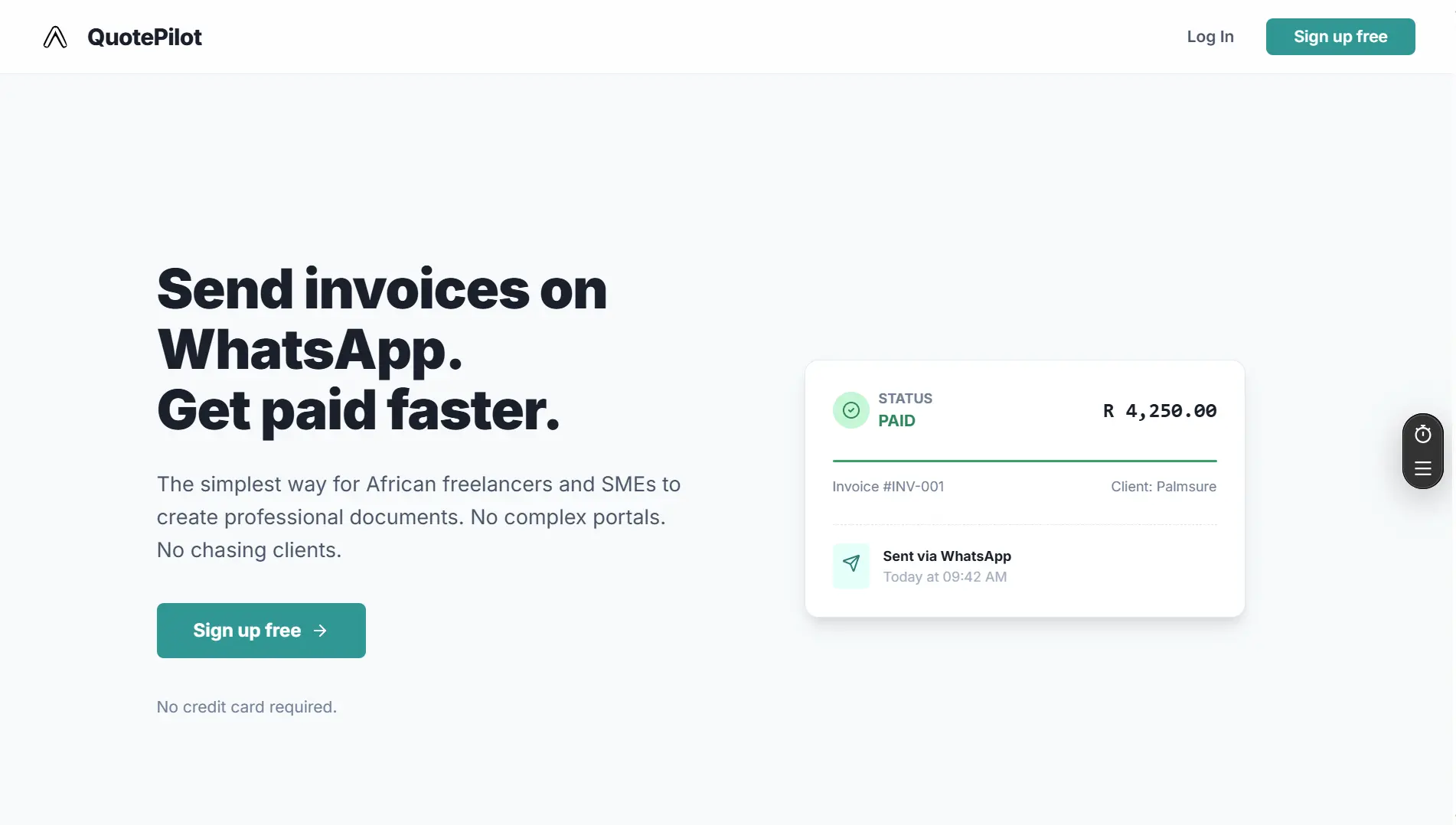 Screenshot of the Coderon — Internal Product project — Professional Invoicing Built for African Freelancers
