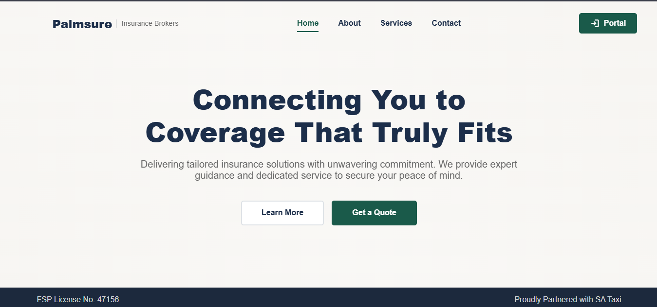 Showcase of the Palmsure Insurance project